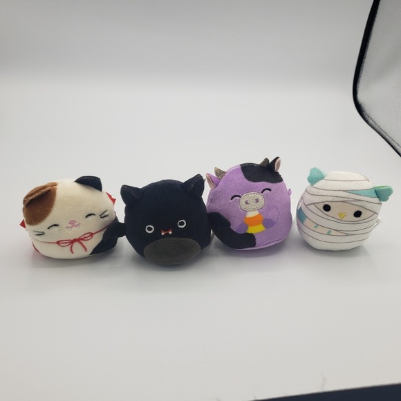 Squishmallows Other - Halloween Micromallows Lot Of 4 Mummy, Vampire, Bat, Cow With Candy‎ Corn